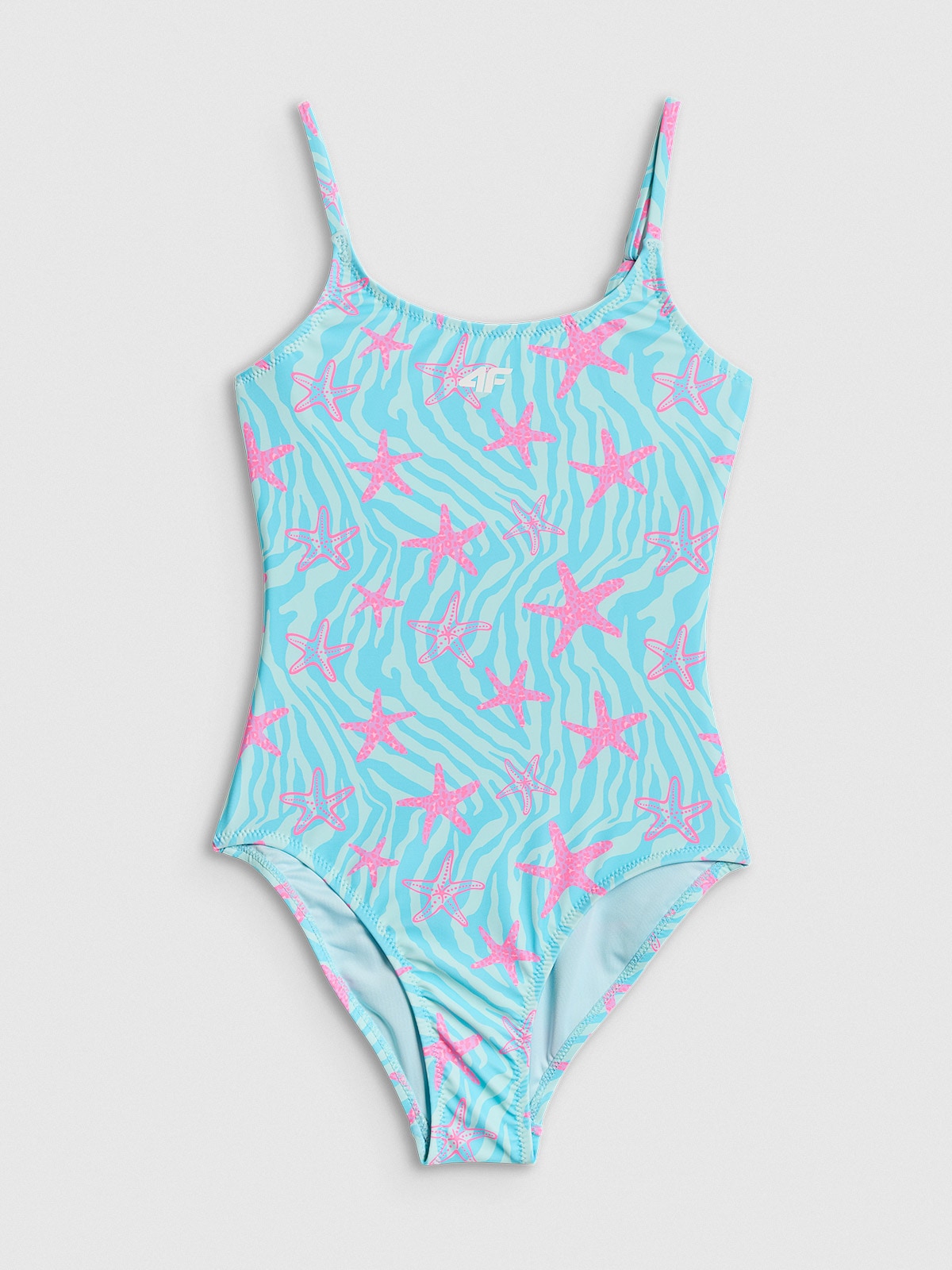 4F Kostium kąpielowy jednoczęściowy dziewczęcy - turkusowy 134/140 (8-10 lat)