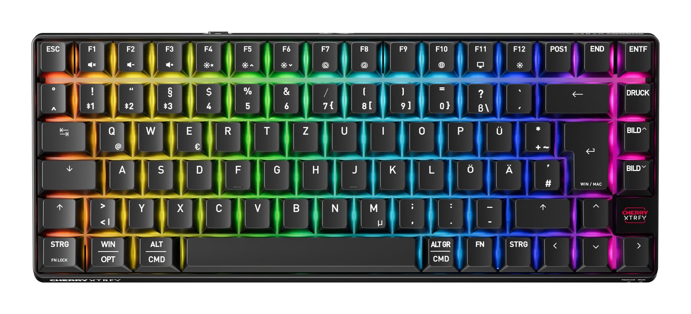 CHERRY XTRFY K33 Compact Wireless klawiatura Gaming USB + RF Wireless + Bluetooth QWERTZ Niemiecki Czarny G8D-24030PAADE-2