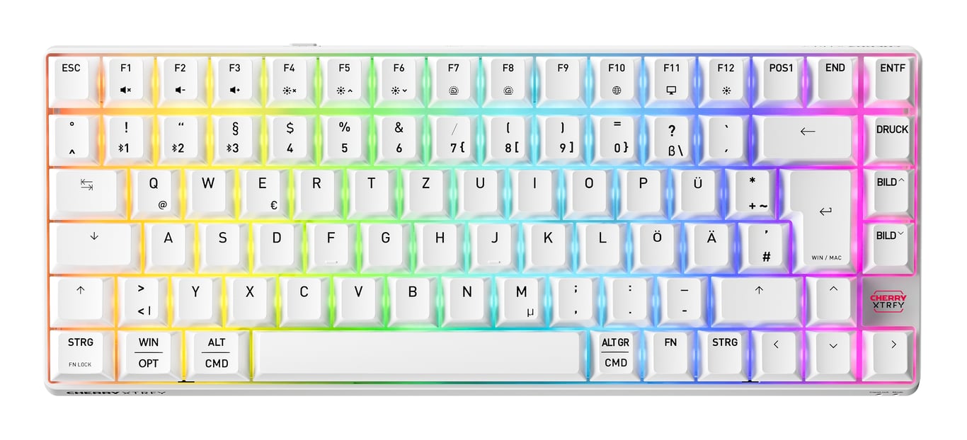 CHERRY XTRFY K33 Compact Wireless klawiatura Gaming USB + RF Wireless + Bluetooth QWERTZ Niemiecki Biały G8D-24030PAADE-0
