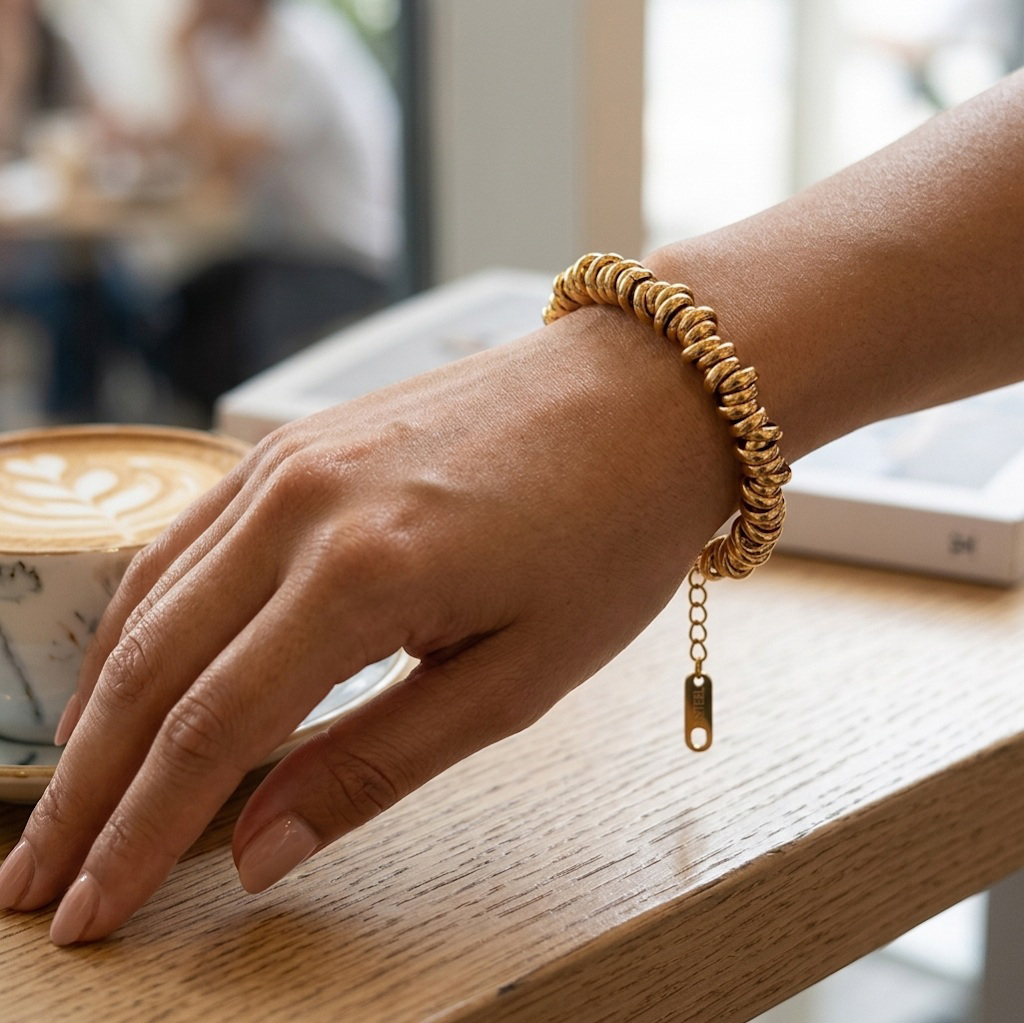 Bransoletka Kółeczka - Stal Szlachetna Pozłacana