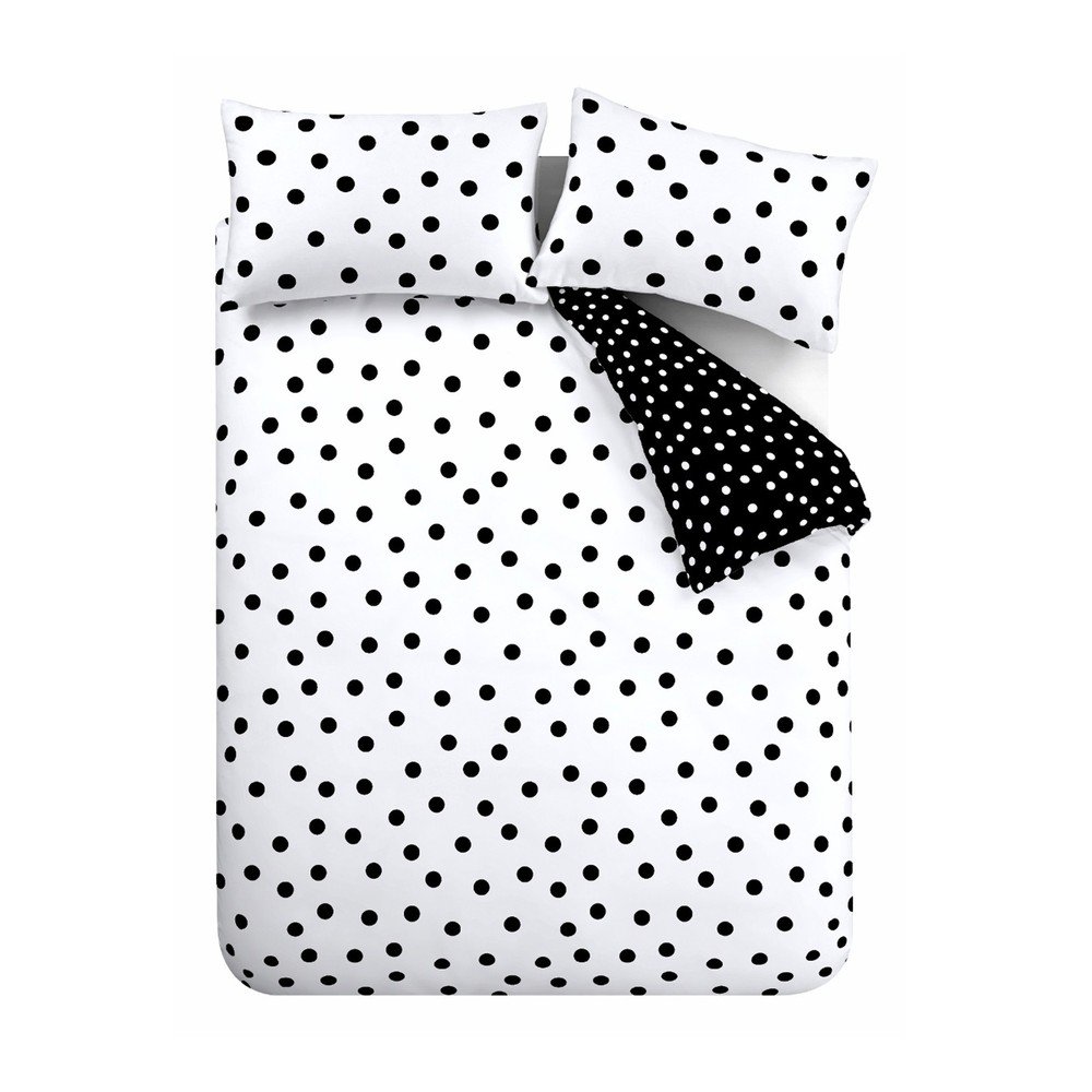 Czarno-biała pościel dwuosobowa 3-częściowa 200x200 cm Polka Dot – Catherine Lansfield