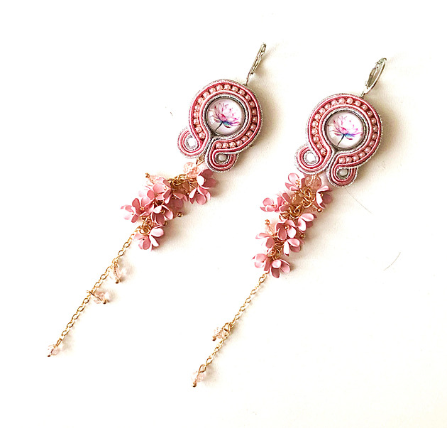 Długie sutaszowe kolczyki LOTUS z kwiatami