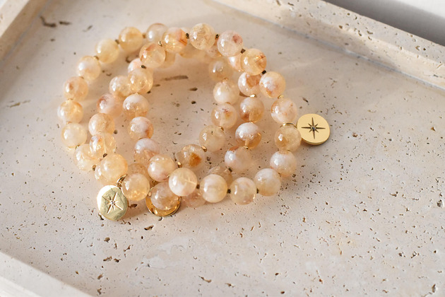 Bransoletka elastyczna z cytrynem i hematytem