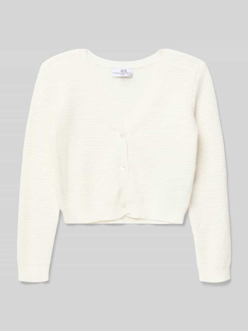 Kardigan rozpinany z bawełny z dekoltem w serek