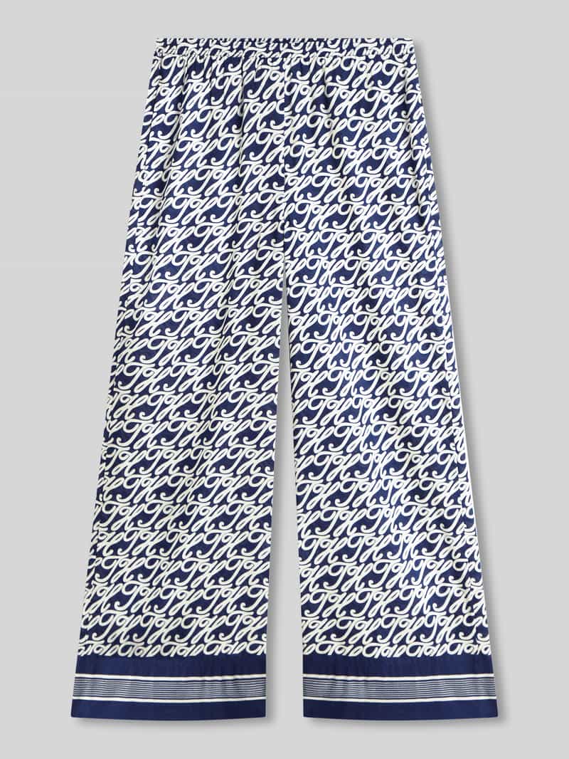 Spodnie z szerokimi nogawkami z mieszanka bawełny i jedwabiu