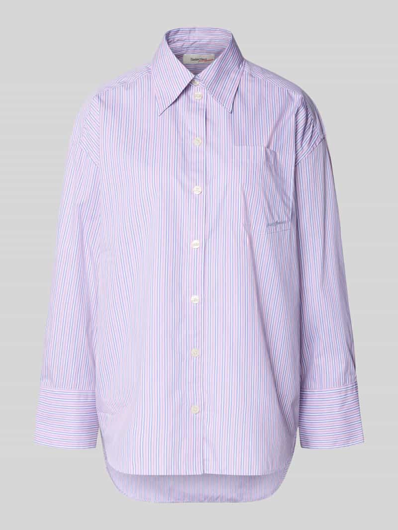 Bluzka koszulowa o kroju oversized z czystej bawełny model 'HOTEL AMOUR'