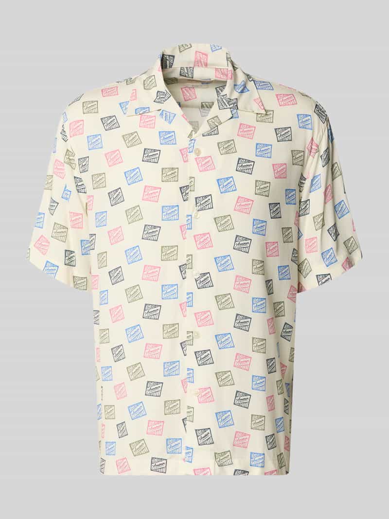 Koszula casualowa o kroju relaxed fit z czystej wiskozy model 'HOTEL AMOUR STAMPS'