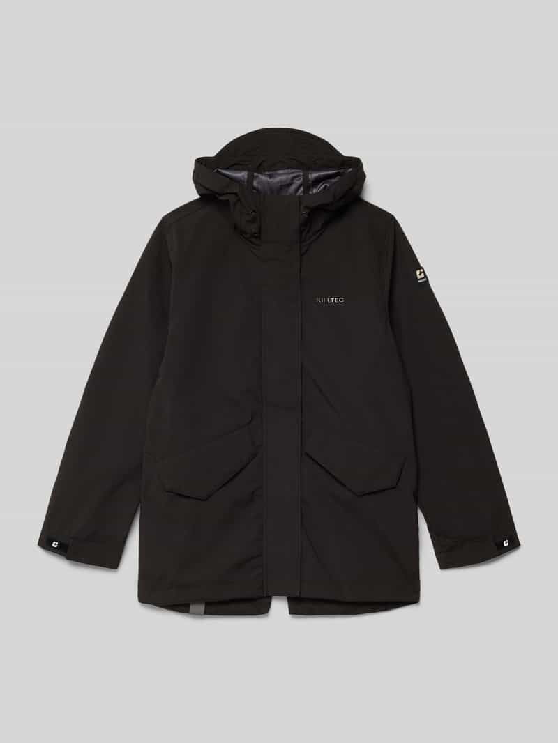 Parka z kapturem i kieszeniami z patką