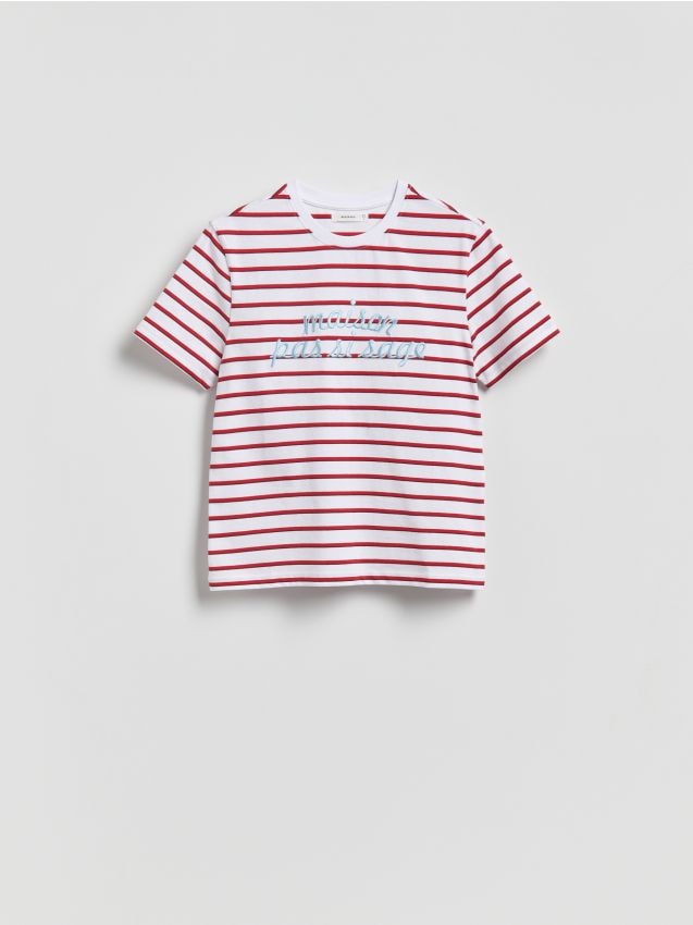 Reserved - T-shirt z haftowanym napisem - inny