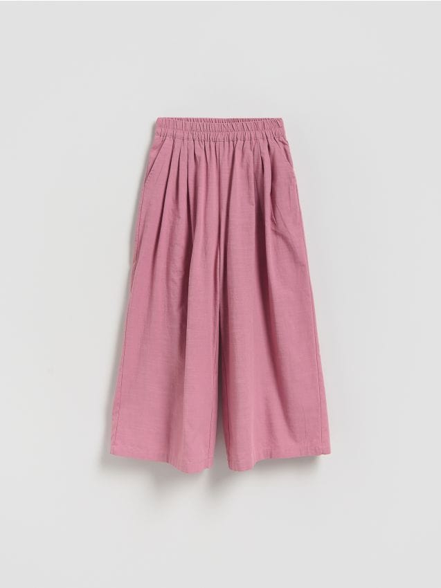 Reserved - Luźne spodnie z domieszką lnu - jasnofioletowy