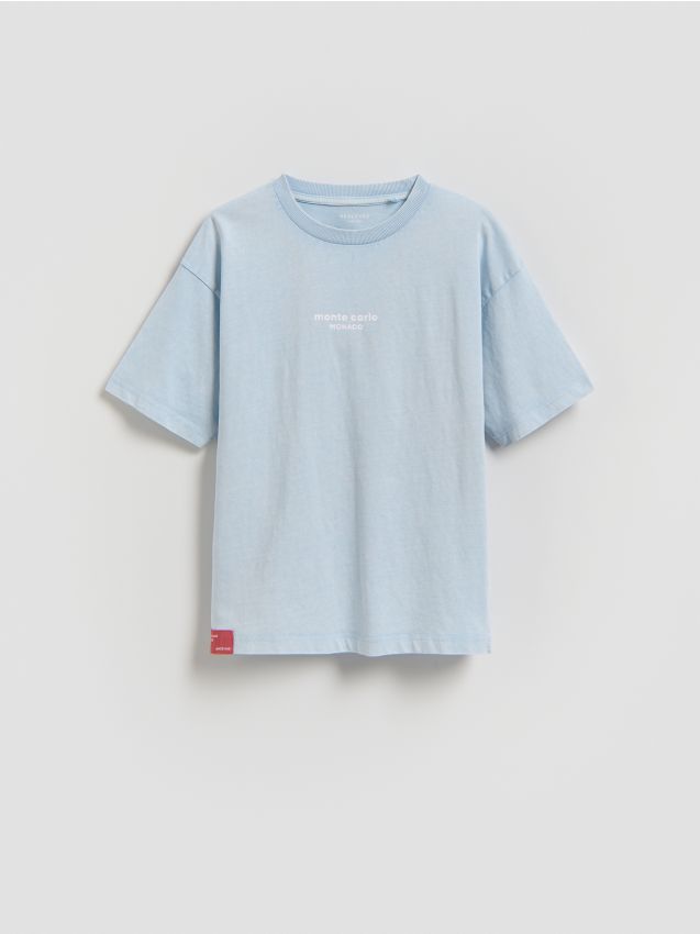 Reserved - Bawełniany t-shirt - niebieski