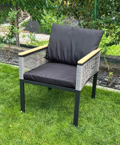 Bello Giardino Krzesło Ogrodowe Aluminiowe z Technorattanu CORTO Czarne