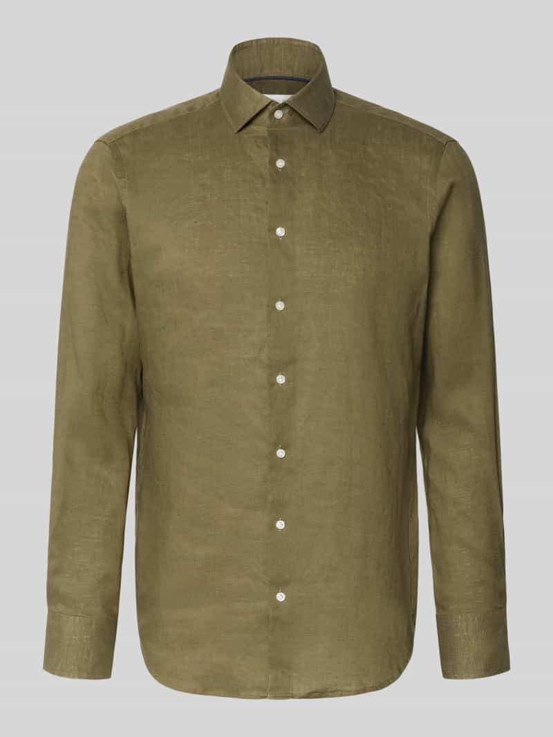 Koszula lniana o kroju regular fit z kołnierzykiem kent