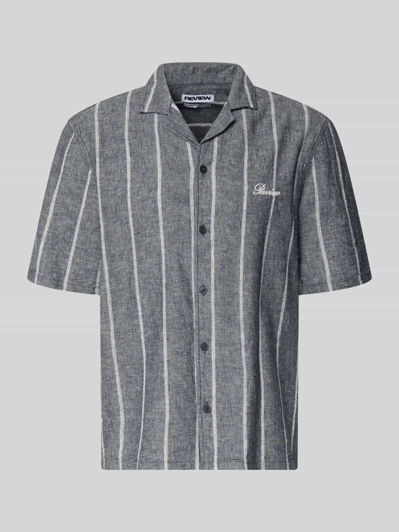 Koszula casualowa o kroju regular fit z mieszanki bawełny i lnu z kołnierzem z połami