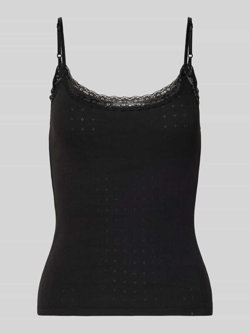 Top o kroju slim fit z obszyciem koronką model 'Ajour'