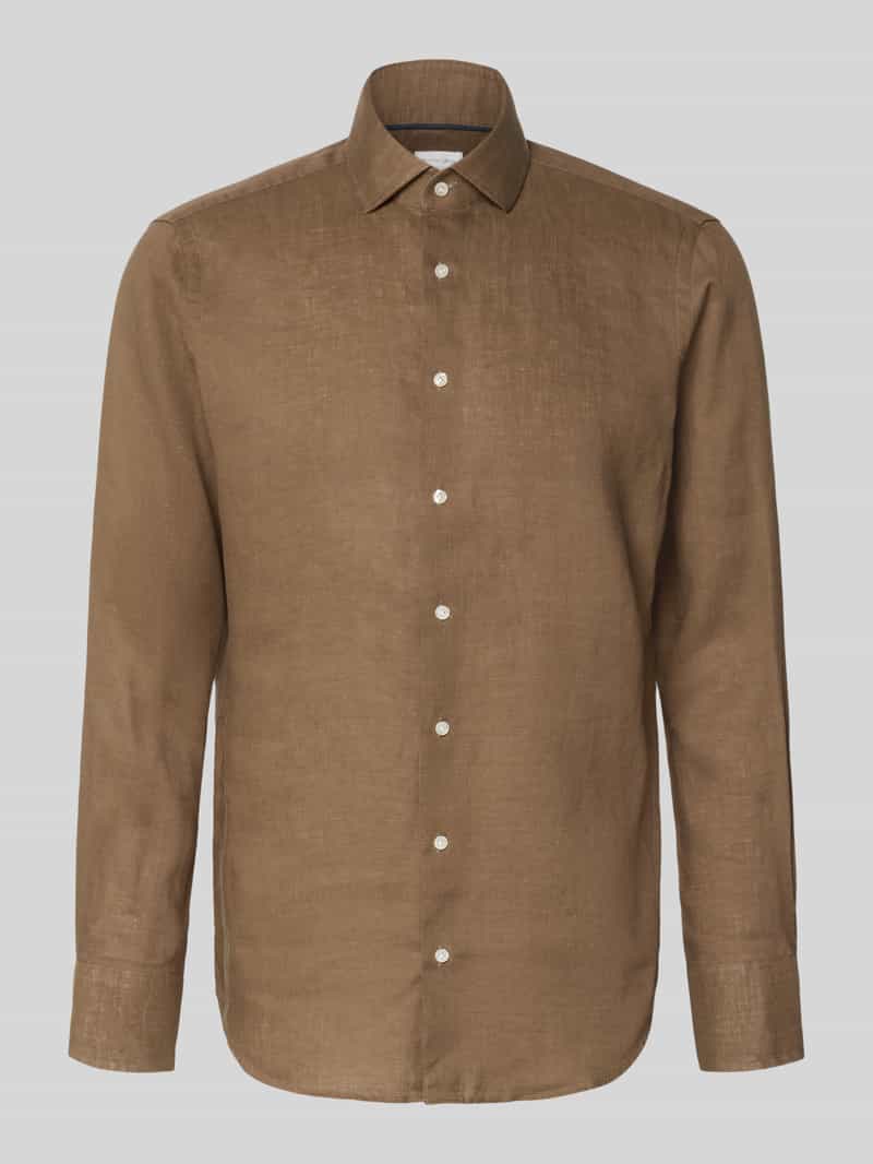 Koszula lniana o kroju regular fit z kołnierzykiem kent
