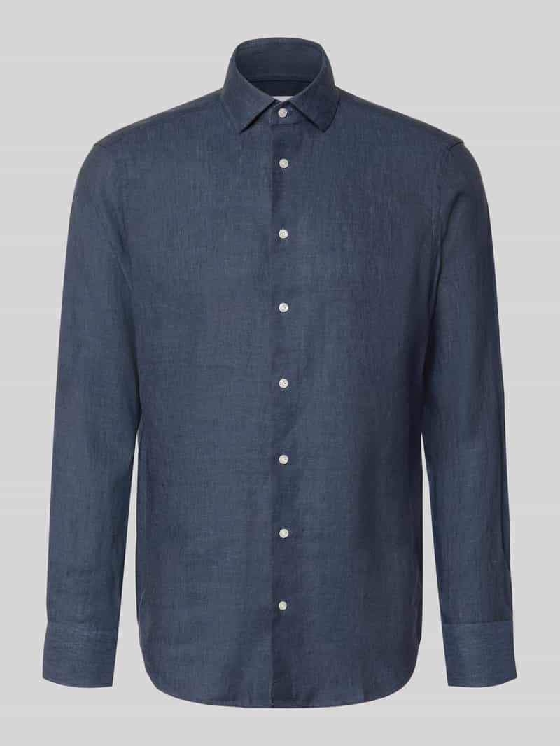 Koszula lniana o kroju regular fit z kołnierzykiem kent