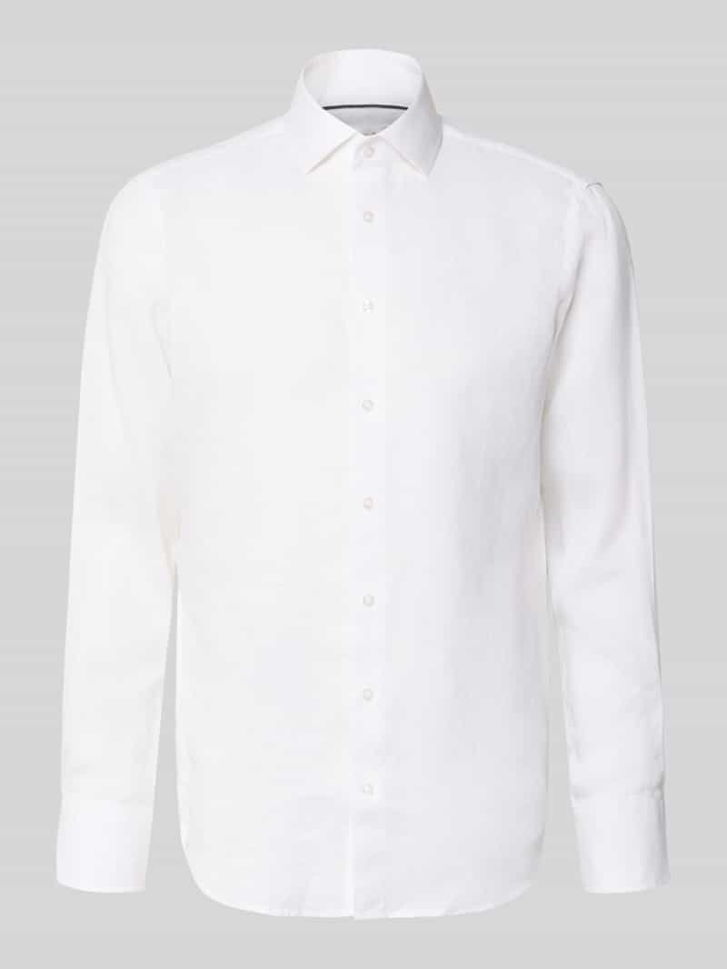 Koszula lniana o kroju regular fit z kołnierzykiem kent