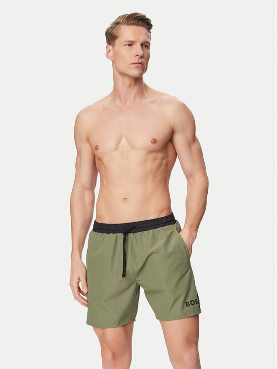 BOSS Szorty kąpielowe Starfish 50514429 Zielony ciemny Regular Fit
