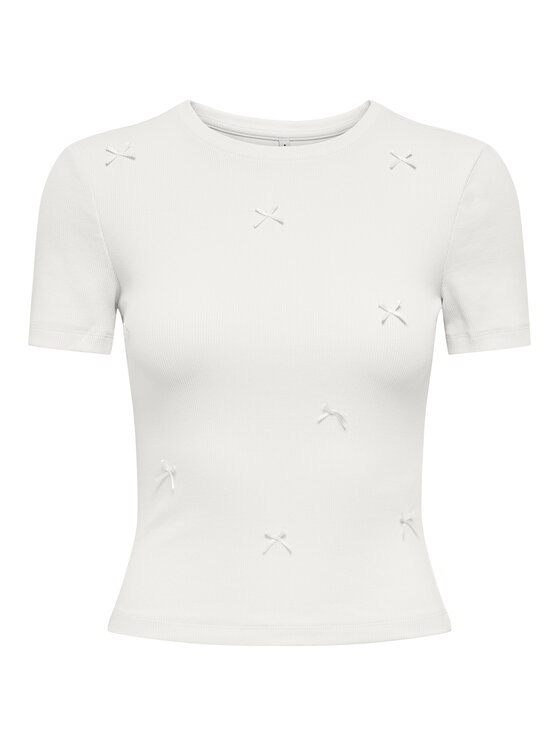 ONLY T-Shirt Femke 15369336 Kremowy Slim Fit