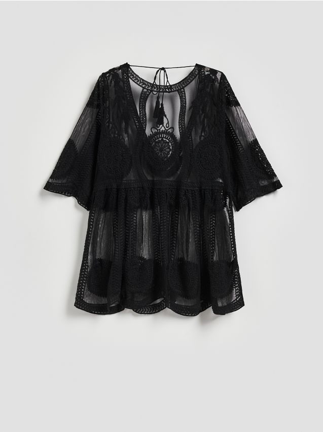 Reserved - Narzutka plażowa z bawełną - czarny