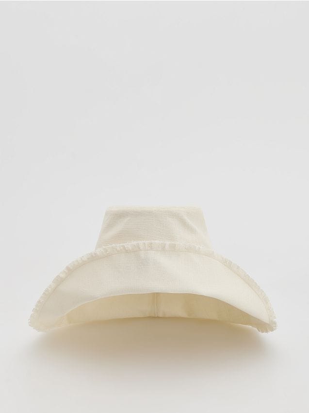 Reserved - Kapelusz z wiskozą i lnem - złamana biel