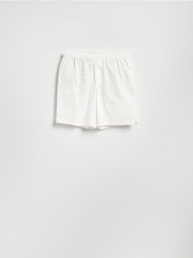 Reserved - Lniane szorty jogger - biały