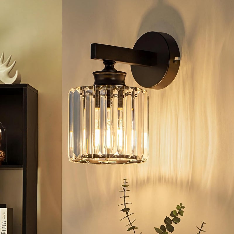 NETTLIFE Kinkiet Kryształowy Nowoczesny E27, Lampa Ścienna Wewnętrzna do Sypialni, Salonu i Przedpokoju, Elegancki Design (Bez Żarówki)