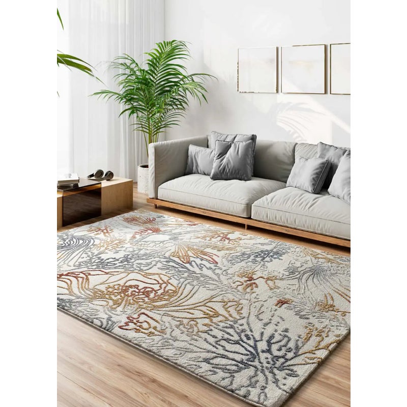 Dywan wewnętrzny prostokątny, kremowy / wielokolorowy, 160 x 230 cm, AMARA abstrakcyjny z reliefem - ATTICGO