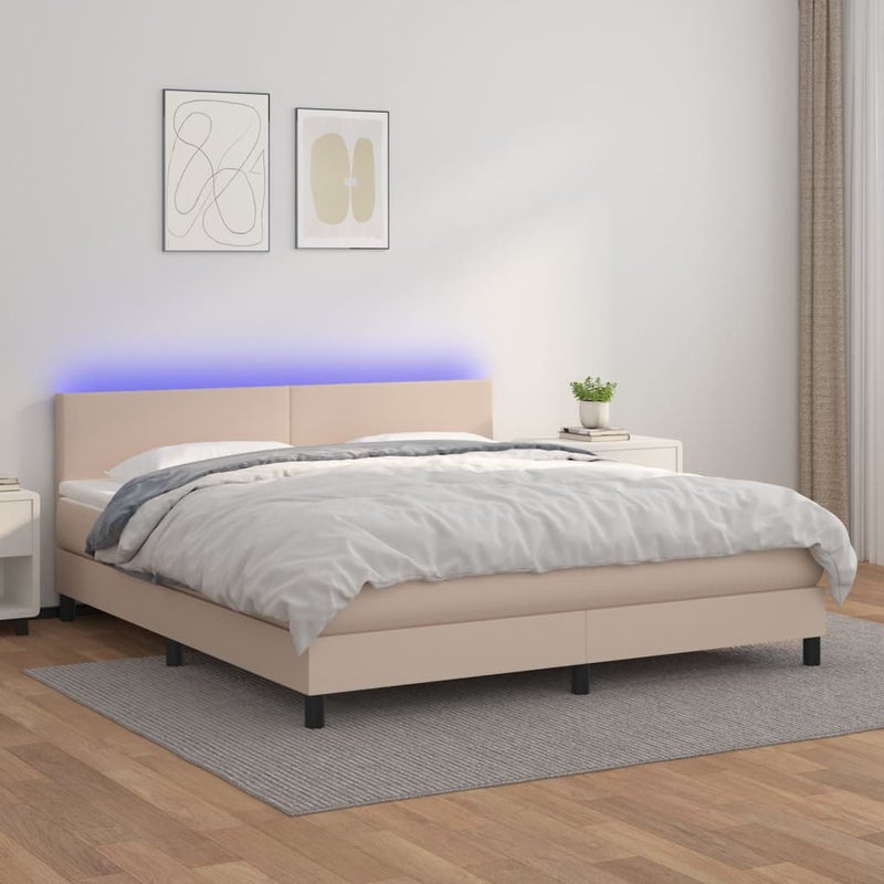Łóżko kontynentalne materac i LED cappuccino 180x200 cm