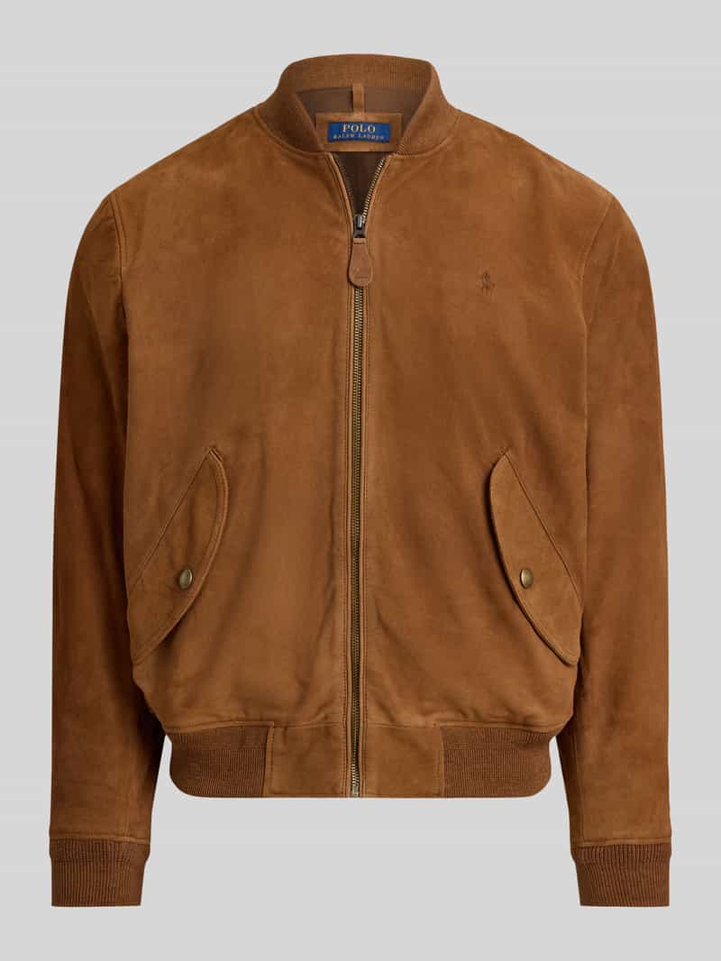 Kurtka skórzana o kroju regular fit z bocznymi kieszeniami z patkami