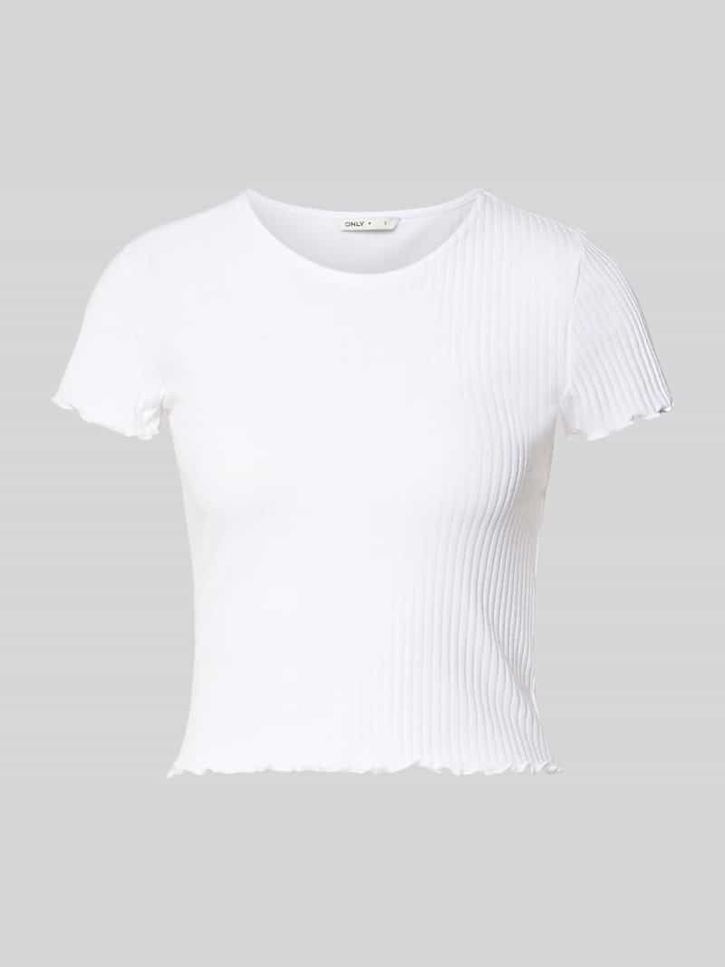 t-shirt o kroju slim fit z dodatkiem wiskozy, model 'EMMA'