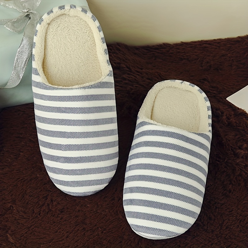 TEMU Przytulne kapcie z polaru w paski, eleganckie pluszowe super miękkie buty wsuwane, ciepłe i wygodne buty