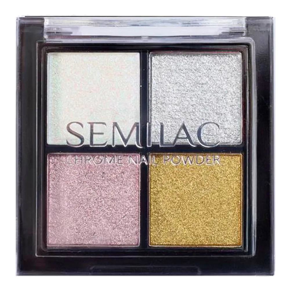 Semilac Chrome Nail Powder Palette prasowane pyłki do paznokci 01 0,8 g