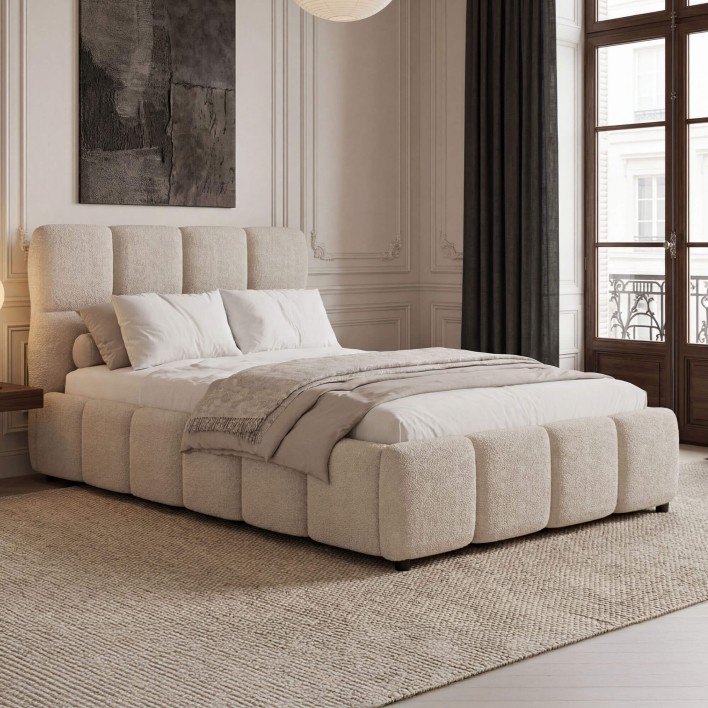Łóżko tapicerowane z pojemnikiem 4583G 120x200 Boucle Biały #6