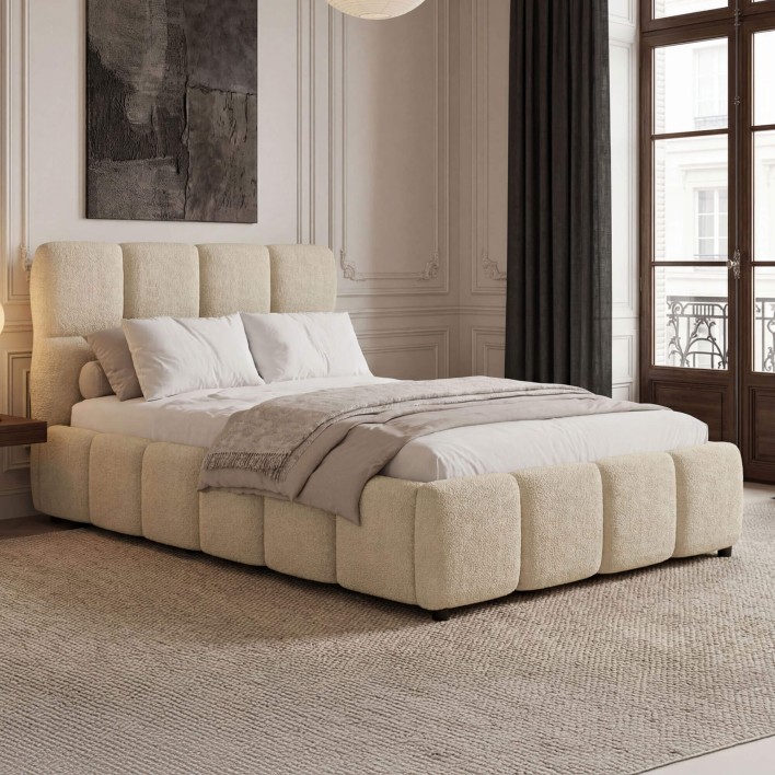 Łóżko tapicerowane z pojemnikiem 4583G 120x200 Boucle Beż #7