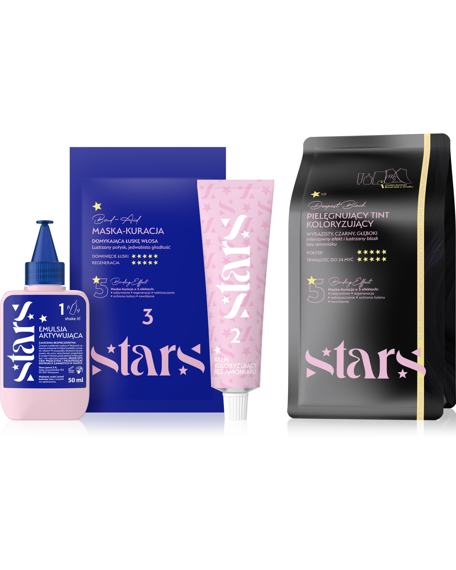 Stars Pielęgnujący Tint Koloryzujący do Włosów Deepest Black