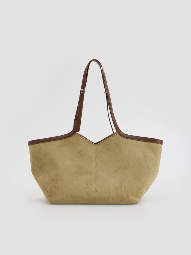 Reserved - Torebka shopper z imitacji zamszu - wielobarwny