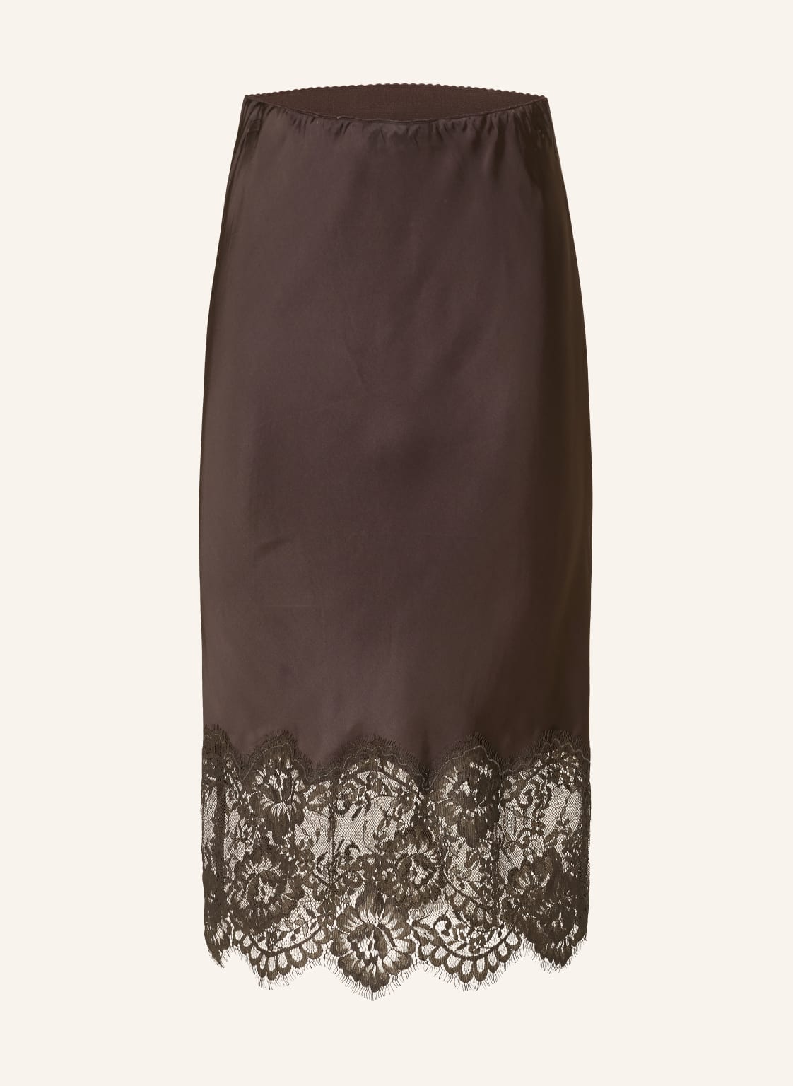 Herskind Satynowa Spódnica Herbert Z Koronką braun