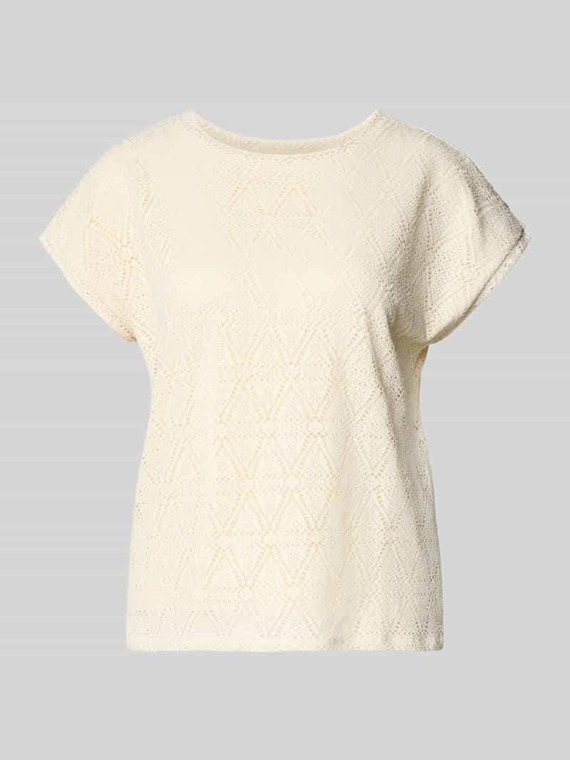 T-shirt w kroju regular fit z ażurową dzianiną model 'MAYA'