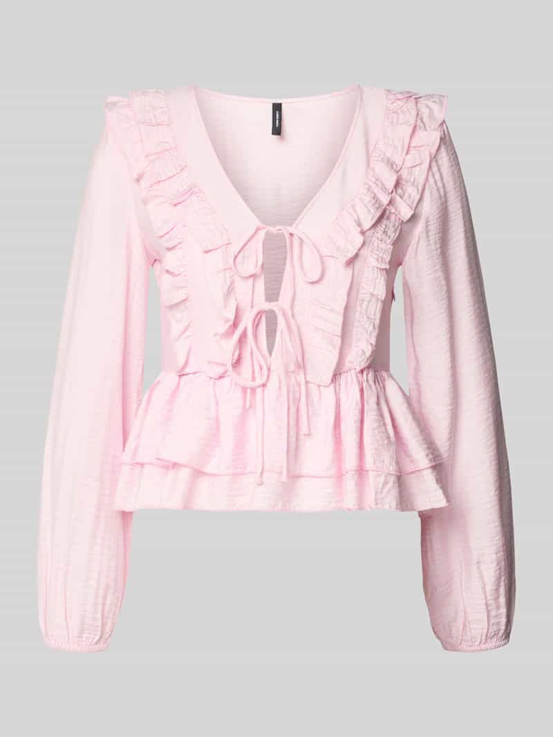 bluzka z długim rękawem o kroju regular fit z mieszanki wiskozy model 'ZOEY'