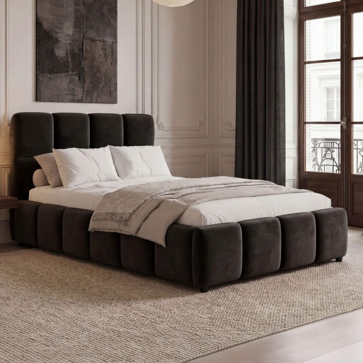 Łóżko tapicerowane z pojemnikiem 4583G 120x200 Welur Czarny #80