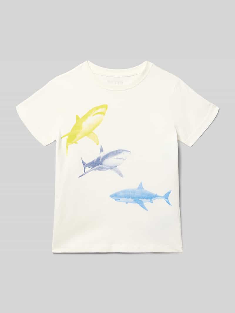 t-shirt z nadrukiem z motywem i okrągłym dekoltem