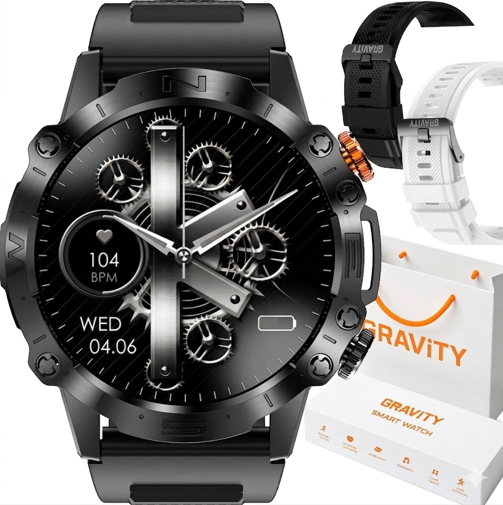Zegarek męski SMARTWATCH GRAVITY T20-black/white