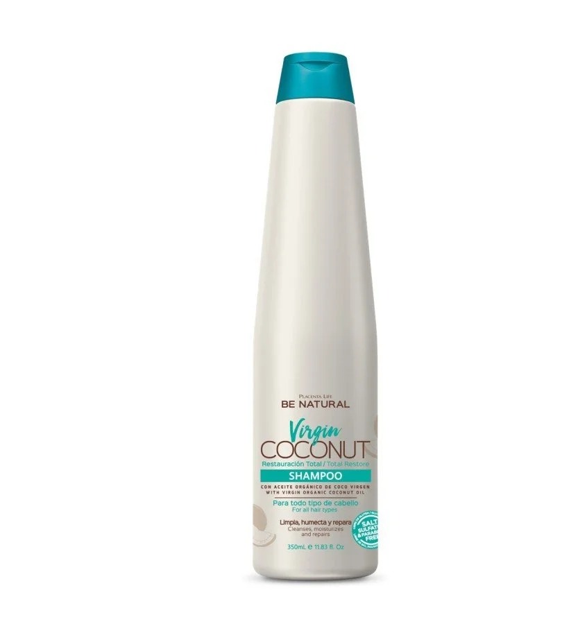 Placenta Life Virgin Coconut Be Natural, szampon głęboko i delikatnie oczyszczający włosy, 350ml
