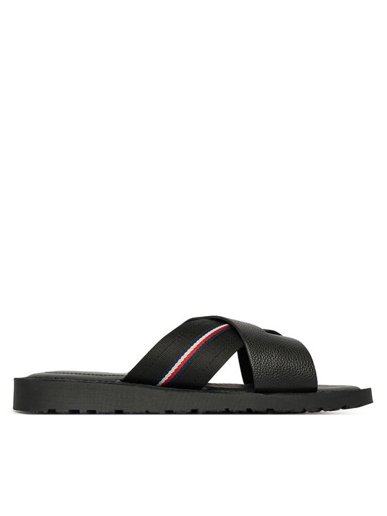 Tommy Hilfiger Klapki Core Hilfiger Lth Criss C Sandal FM0FM05783 Czarny