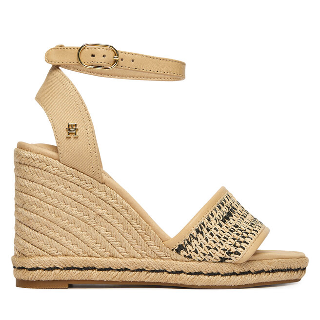 Espadryle Tommy Hilfiger High Wedge Espad FW0FW09471 Beżowy jasny