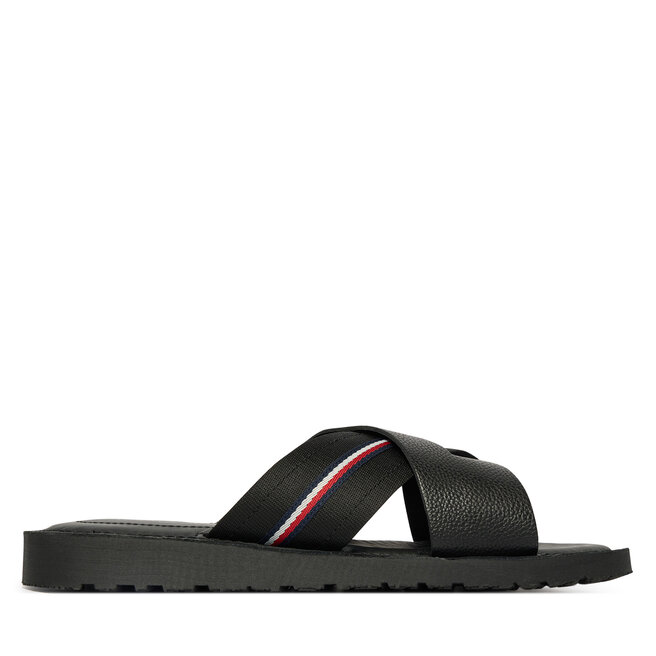 Klapki Tommy Hilfiger Core Hilfiger Lth Criss C Sandal FM0FM05783 Czarny