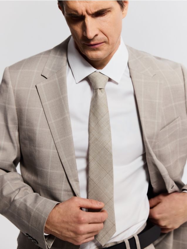 Reserved - Wzorzysty krawat - beżowy