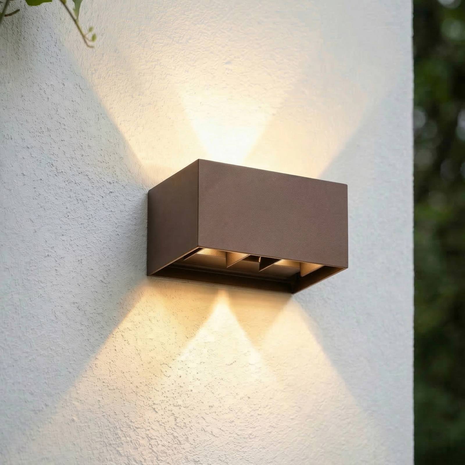 Kinkiet zewnętrzny LED Nivar Lindby, brązowy / rdzawy, aluminium, nowoczesny